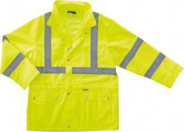 Ergodyne - Size 2XL Cold Weather & High Visibility Jacket - Lime, Polyester, Zipper, Snaps Closure - USA Tool & Supply