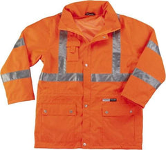 Ergodyne - Size XL High Visibility Jacket - Orange, Polyester, Zipper, Snaps Closure - USA Tool & Supply