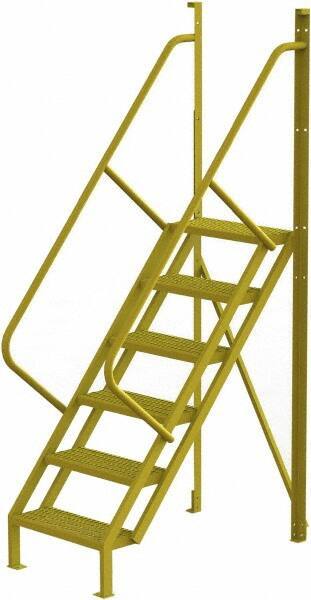 TRI-ARC - 102" 6 Step Configurable Crossover Ladder - 50° Incline, 1,000 Lb Capacity, 60" Platform Height, 30" Base Width x 52-1/2" Base Depth, Perforated Tread - USA Tool & Supply