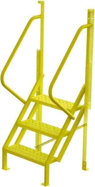 TRI-ARC - 72" 3 Step Configurable Crossover Ladder - 50° Incline, 1,000 Lb Capacity, 30" Platform Height, 30" Base Width x 27" Base Depth, Perforated Tread - USA Tool & Supply