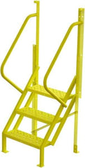TRI-ARC - 72" 3 Step Configurable Crossover Ladder - 50° Incline, 1,000 Lb Capacity, 30" Platform Height, 30" Base Width x 27" Base Depth, Perforated Tread - USA Tool & Supply