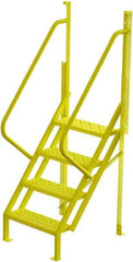 TRI-ARC - 82" 4 Step Configurable Crossover Ladder - 50° Incline, 1,000 Lb Capacity, 40" Platform Height, 30" Base Width x 35-1/2" Base Depth, Perforated Tread - USA Tool & Supply