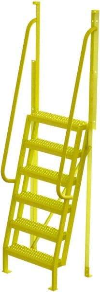 TRI-ARC - 102" 6 Step Configurable Crossover Ladder - 75° Incline, 1,000 Lb Capacity, 60" Platform Height, 30" Base Width x 25-1/2" Base Depth, Serrated - USA Tool & Supply