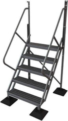 TRI-ARC - 92" 5 Step Configurable Rooftop Ladder - 50° Incline, 500 Lb Capacity, 50" Platform Height, 52-3/4" Base Width x 50" Base Depth, Serrated - USA Tool & Supply