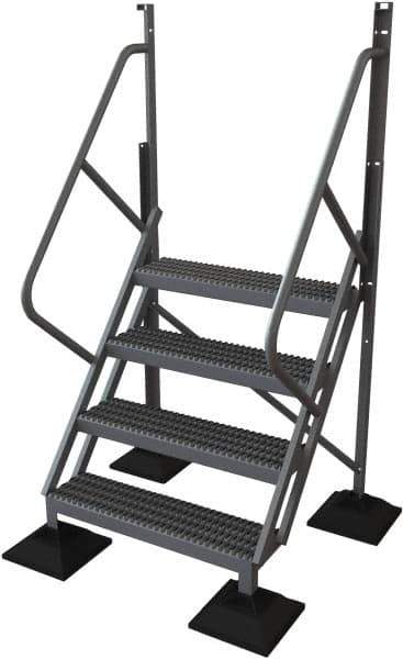TRI-ARC - 82" 4 Step Configurable Rooftop Ladder - 50° Incline, 500 Lb Capacity, 40" Platform Height, 52-3/4" Base Width x 40" Base Depth, Serrated - USA Tool & Supply