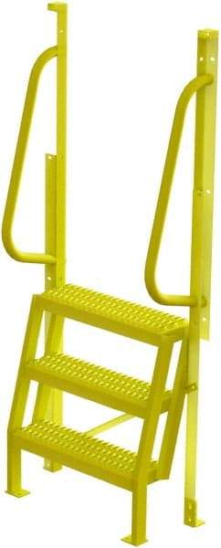 TRI-ARC - 72" 3 Step Configurable Crossover Ladder - 75° Incline, 1,000 Lb Capacity, 30" Platform Height, 30" Base Width x 18" Base Depth, Serrated - USA Tool & Supply