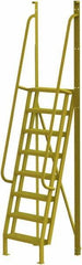 TRI-ARC - 122" 8 Step Configurable Crossover Ladder - 75° Incline, 1,000 Lb Capacity, 80" Platform Height, 30" Base Width x 30-1/2" Base Depth, Serrated - USA Tool & Supply