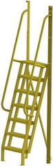 TRI-ARC - 112" 7 Step Configurable Crossover Ladder - 75° Incline, 1,000 Lb Capacity, 70" Platform Height, 30" Base Width x 28" Base Depth, Serrated - USA Tool & Supply