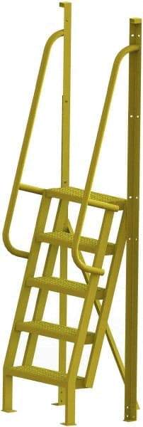 TRI-ARC - 92" 5 Step Configurable Crossover Ladder - 75° Incline, 1,000 Lb Capacity, 50" Platform Height, 30" Base Width x 23" Base Depth, Serrated - USA Tool & Supply
