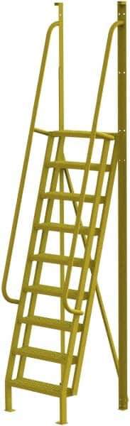 TRI-ARC - 132" 9 Step Configurable Crossover Ladder - 75° Incline, 1,000 Lb Capacity, 90" Platform Height, 30" Base Width x 33" Base Depth, Perforated Tread - USA Tool & Supply