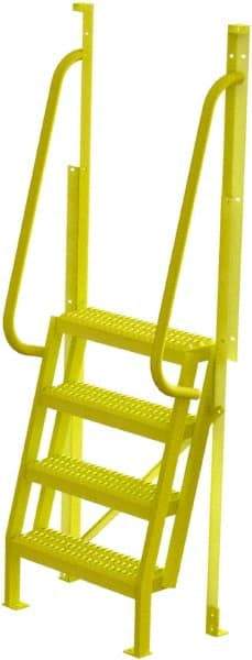 TRI-ARC - 82" 4 Step Configurable Crossover Ladder - 75° Incline, 1,000 Lb Capacity, 40" Platform Height, 30" Base Width x 20-1/2" Base Depth, Serrated - USA Tool & Supply