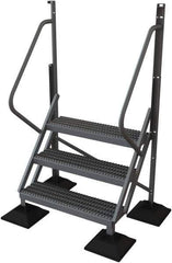 TRI-ARC - 72" 3 Step Configurable Rooftop Ladder - 50° Incline, 500 Lb Capacity, 30" Platform Height, 52-3/4" Base Width x 30" Base Depth, Serrated - USA Tool & Supply