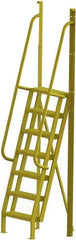 TRI-ARC - 112" 7 Step Configurable Crossover Ladder - 75° Incline, 1,000 Lb Capacity, 70" Platform Height, 30" Base Width x 28" Base Depth, Perforated Tread - USA Tool & Supply