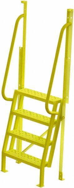 TRI-ARC - 82" 4 Step Configurable Crossover Ladder - 75° Incline, 1,000 Lb Capacity, 40" Platform Height, 30" Base Width x 20-1/2" Base Depth, Perforated Tread - USA Tool & Supply