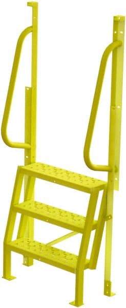 TRI-ARC - 72" 3 Step Configurable Crossover Ladder - 75° Incline, 1,000 Lb Capacity, 30" Platform Height, 30" Base Width x 18" Base Depth, Perforated Tread - USA Tool & Supply