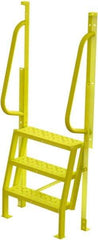 TRI-ARC - 72" 3 Step Configurable Crossover Ladder - 75° Incline, 1,000 Lb Capacity, 30" Platform Height, 30" Base Width x 18" Base Depth, Perforated Tread - USA Tool & Supply