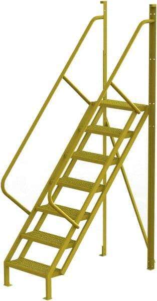 TRI-ARC - 112" 7 Step Configurable Crossover Ladder - 50° Incline, 1,000 Lb Capacity, 70" Platform Height, 30" Base Width x 61" Base Depth, Serrated - USA Tool & Supply