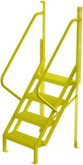 TRI-ARC - 82" 4 Step Configurable Crossover Ladder - 50° Incline, 1,000 Lb Capacity, 40" Platform Height, 30" Base Width x 35-1/2" Base Depth, Serrated - USA Tool & Supply