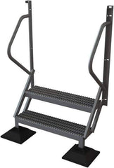 TRI-ARC - 62" 2 Step Configurable Rooftop Ladder - 50° Incline, 500 Lb Capacity, 20" Platform Height, 46-1/4" Base Width x 20" Base Depth, Serrated - USA Tool & Supply