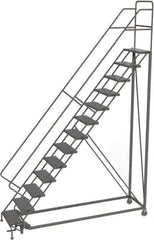 TRI-ARC - 166" 13 Step Configurable Rolling Ladder - 56° Incline, 450 Lb Capacity, 130" Platform Height, 39" Base Width x 97" Base Depth, Perforated Tread - USA Tool & Supply