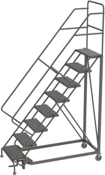TRI-ARC - 116" 8 Step Configurable Rolling Ladder - 56° Incline, 450 Lb Capacity, 80" Platform Height, 35" Base Width x 64" Base Depth, Perforated Tread - USA Tool & Supply