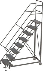 TRI-ARC - 116" 8 Step Configurable Rolling Ladder - 56° Incline, 450 Lb Capacity, 80" Platform Height, 35" Base Width x 64" Base Depth, Perforated Tread - USA Tool & Supply