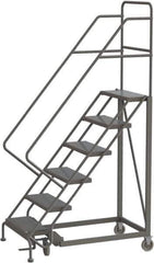 TRI-ARC - 96" 6 Step Configurable Rolling Ladder - 56° Incline, 450 Lb Capacity, 60" Platform Height, 35" Base Width x 49" Base Depth, Perforated Tread - USA Tool & Supply