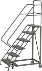 TRI-ARC - 96" 6 Step Configurable Rolling Ladder - 50° Incline, 450 Lb Capacity, 60" Platform Height, 35" Base Width x 50" Base Depth, Perforated Tread - USA Tool & Supply