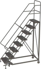 TRI-ARC - 116" 8 Step Configurable Rolling Ladder - 56° Incline, 450 Lb Capacity, 80" Platform Height, 35" Base Width x 64" Base Depth, Serrated - USA Tool & Supply