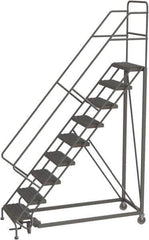 TRI-ARC - 126" 9 Step Configurable Rolling Ladder - 50° Incline, 450 Lb Capacity, 90" Platform Height, 35" Base Width x 71" Base Depth, Serrated - USA Tool & Supply