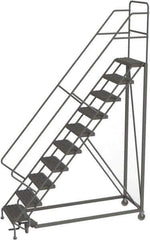TRI-ARC - 136" 10 Step Configurable Rolling Ladder - 50° Incline, 450 Lb Capacity, 100" Platform Height, 35" Base Width x 76" Base Depth, Serrated - USA Tool & Supply