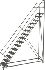 TRI-ARC - 186" 15 Step Configurable Rolling Ladder - 50° Incline, 450 Lb Capacity, 150" Platform Height, 39" Base Width x 111" Base Depth, Serrated - USA Tool & Supply