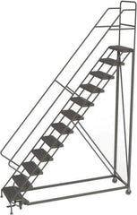 TRI-ARC - 156" 12 Step Configurable Rolling Ladder - 50° Incline, 450 Lb Capacity, 120" Platform Height, 35" Base Width x 90" Base Depth, Serrated - USA Tool & Supply