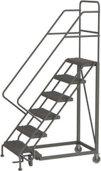TRI-ARC - 96" 6 Step Configurable Rolling Ladder - 56° Incline, 450 Lb Capacity, 60" Platform Height, 35" Base Width x 49" Base Depth, Serrated - USA Tool & Supply