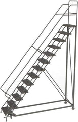 TRI-ARC - 166" 13 Step Configurable Rolling Ladder - 50° Incline, 450 Lb Capacity, 130" Platform Height, 39" Base Width x 97" Base Depth, Serrated - USA Tool & Supply