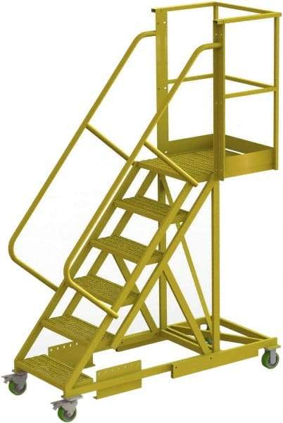 TRI-ARC - 102" 6 Step Configurable Cantilever Ladder - Supported, 300 Lb Capacity, 60" Platform Height, 30" Base Width x 72" Base Depth, Perforated Tread - USA Tool & Supply