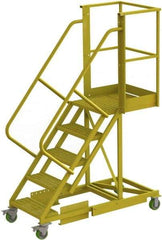 TRI-ARC - 92" 5 Step Configurable Cantilever Ladder - Supported, 300 Lb Capacity, 50" Platform Height, 30" Base Width x 64" Base Depth, Perforated Tread - USA Tool & Supply