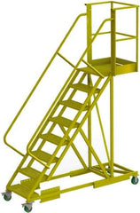 TRI-ARC - 122" 8 Step Configurable Cantilever Ladder - Supported, 300 Lb Capacity, 80" Platform Height, 30" Base Width x 89" Base Depth, Perforated Tread - USA Tool & Supply