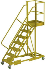 TRI-ARC - 112" 7 Step Configurable Cantilever Ladder - Supported, 300 Lb Capacity, 70" Platform Height, 30" Base Width x 81" Base Depth, Perforated Tread - USA Tool & Supply