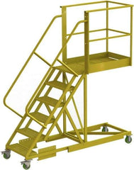 TRI-ARC - 102" 6 Step Configurable Cantilever Ladder - Supported, 300 Lb Capacity, 60" Platform Height, 30" Base Width x 92" Base Depth, Serrated - USA Tool & Supply