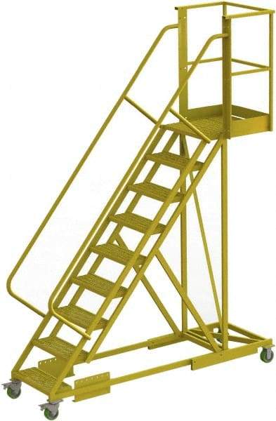 TRI-ARC - 132" 9 Step Configurable Cantilever Ladder - Supported, 300 Lb Capacity, 90" Platform Height, 30" Base Width x 97" Base Depth, Perforated Tread - USA Tool & Supply
