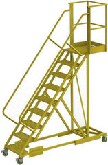 TRI-ARC - 132" 9 Step Configurable Cantilever Ladder - Supported, 300 Lb Capacity, 90" Platform Height, 30" Base Width x 97" Base Depth, Perforated Tread - USA Tool & Supply