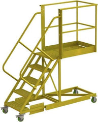 TRI-ARC - 92" 5 Step Configurable Cantilever Ladder - Supported, 300 Lb Capacity, 50" Platform Height, 30" Base Width x 84" Base Depth, Serrated - USA Tool & Supply