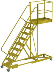 TRI-ARC - 132" 9 Step Configurable Cantilever Ladder - Supported, 300 Lb Capacity, 90" Platform Height, 30" Base Width x 117" Base Depth, Perforated Tread - USA Tool & Supply