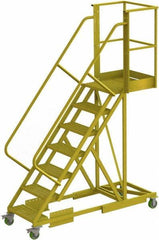 TRI-ARC - 112" 7 Step Configurable Cantilever Ladder - Supported, 300 Lb Capacity, 70" Platform Height, 30" Base Width x 81" Base Depth, Serrated - USA Tool & Supply