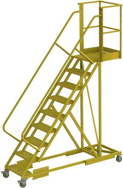 TRI-ARC - 132" 9 Step Configurable Cantilever Ladder - Supported, 300 Lb Capacity, 90" Platform Height, 30" Base Width x 97" Base Depth, Serrated - USA Tool & Supply