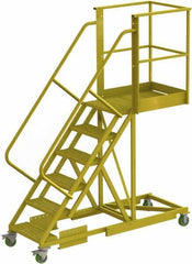 TRI-ARC - 102" 6 Step Configurable Cantilever Ladder - Supported, 300 Lb Capacity, 60" Platform Height, 30" Base Width x 82" Base Depth, Perforated Tread - USA Tool & Supply