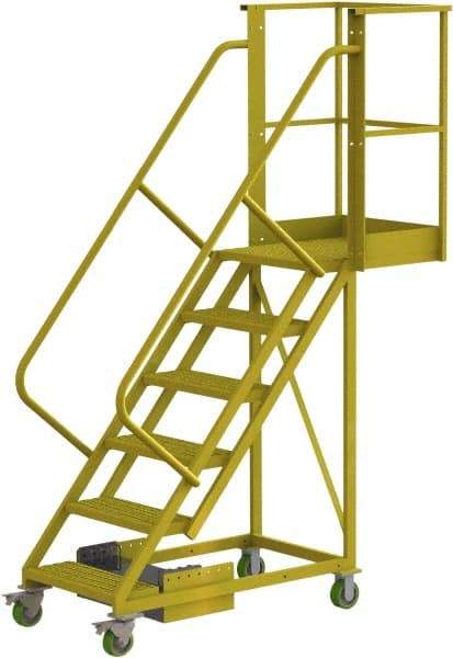 TRI-ARC - 102" 6 Step Configurable Cantilever Ladder - Unsupported, 300 Lb Capacity, 60" Platform Height, 30" Base Width x 72" Base Depth, Perforated Tread - USA Tool & Supply