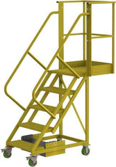 TRI-ARC - 92" 5 Step Configurable Cantilever Ladder - Unsupported, 300 Lb Capacity, 50" Platform Height, 30" Base Width x 64" Base Depth, Perforated Tread - USA Tool & Supply