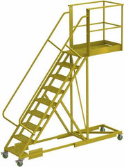 TRI-ARC - 132" 9 Step Configurable Cantilever Ladder - Supported, 300 Lb Capacity, 90" Platform Height, 30" Base Width x 117" Base Depth, Serrated - USA Tool & Supply